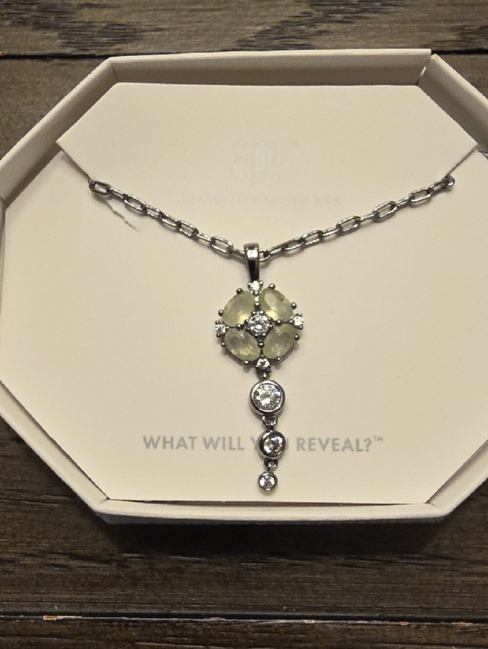 BP Shimmering Floral Key Necklace - Genuine Prehnite